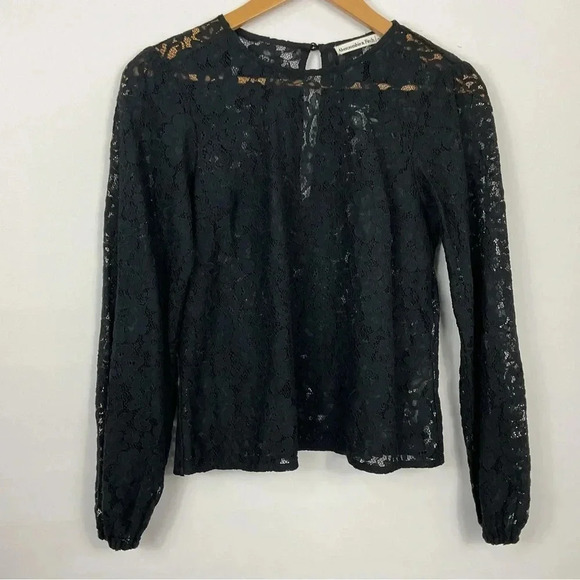 Abercrombie & Fitch Black‎ Lace Long Sleeve Top Size Small - Picture 1 of 7
